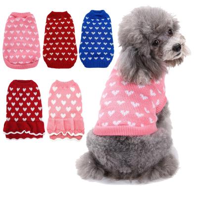 China Viable Fashion Designer Cute Dog Sweater Clothes Thickened Lovely Warm Red Pet Dog Apparel Sweater Thickened Warm Sweaters for sale