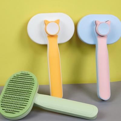 China High Quality Viable Custom Stainless Steel Needle Self Cleaning Logo Cat Dog Pet Grooming Slicker Brush for sale