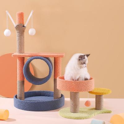 China Sisal Jumping Climbing Frame Platform Sustainable Multi-Layer Scraping Scratching Post Wooden Pet Cat Trees Toys Tower for sale