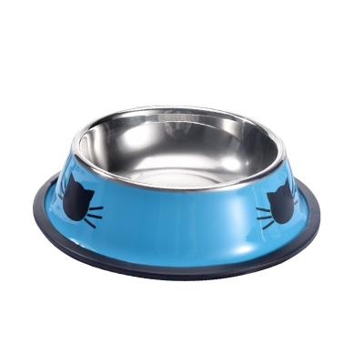 China CW-001 Animal Pet Products Stainless Steel Small Cat Blow Bowl Amazon Anti Over Large PET/Dog Rice Bowl Food Basin Bowl for sale