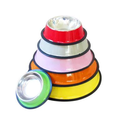 China CW-031 Small Animals Stainless Steel Bowl Pet Supplies Color Painting Bowl PET / Object Cooking Feeding Bowl Non-slip Cat / Dog Basin for sale