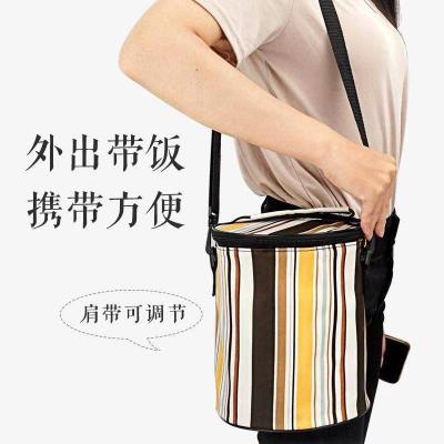 China RTK-010 Lunch Box Heat Preservation Bag Large Capacity Yellow Stripe Column Portable Oxford Cloth Hand Heat Storage Bag for sale