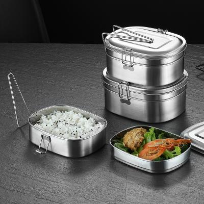 China FH-023 304 stainless steel lunch box, split bento box, double-layer square multi compartment fresh-keeping box for sale