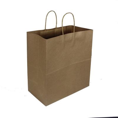 China Recycled Materials 120g-150g Kraft Paper Bag With Handle for sale