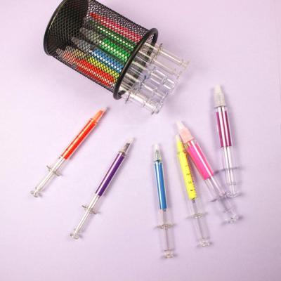 China Writing& Promoting& Gift Children Play Drawing Pens Eco Syringe Highlighter Bars Hot Promotional Marker Pen for sale