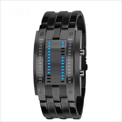 China Alarm Mens Stainless Steel Digital LED Display Strap Binary System Sports Watch Luxury Black / Silver Party Decoration for sale