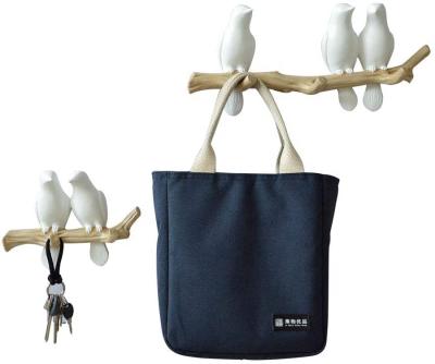 China Decoratived Stored Wall Mounted White Birds Clothes Hooks Stick 1/2/3/4 For Space Saving Hanger For Wall for sale