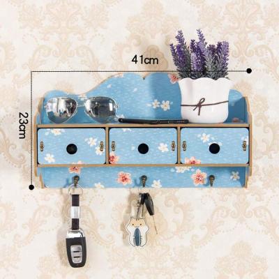 China Wood Perforated Storage Rack Wooden Perforated Partition Bedside Decorative Bracket Box for sale