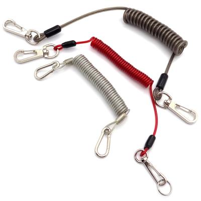 China 2021 Hot Sale Anti-Lost Spring Retractable Safe Lanyard For Tools Coiled Lanyard Wire Ropes Security Cable Lanyards for sale