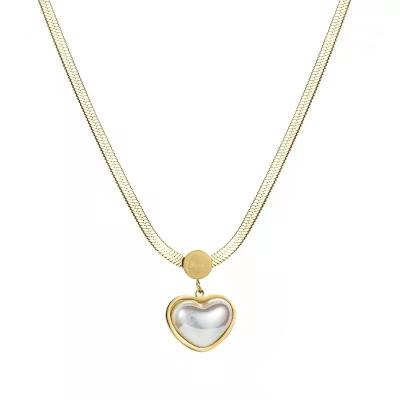 China FASHIONABLE UA730 Agent Dropshipping shopify engagement gift jewelry heart peal chain necklace women dangle necklace for sale