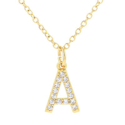 China UA357 fashion jewelry dropshipping custom gold charm 26 letter CZ Word shiny mixed initial necklace small alphabet pendants for sale