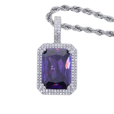 China UA268 Ladies Gemstone Color Necklace Hip Hop Jewelry Fashion Rectangle Necklace Environmentally Friendly Dropshipping Jewelry for sale