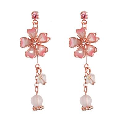 China UA751 Dropshipping FASHIONABLE Japanese Cherry Blossom Festival Enamel Drip Oil Ear Clips 925 Silver Pin Without Ear Holes Resin Ear Clips for sale