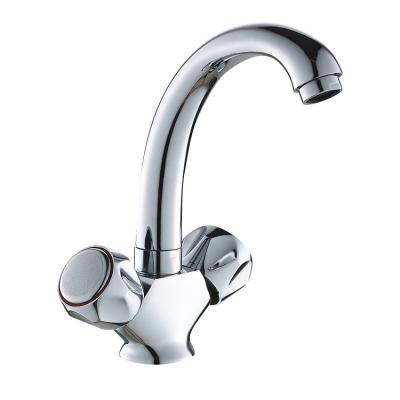 China Modern Economic Custom Design Single Hole Double Handle Commercial Kitchen Faucet for sale