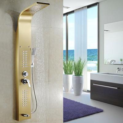 China Contemporary 304Stainless Steel Waterfall Shower Wall Panel Spa Jets Smart Shower Panel for sale