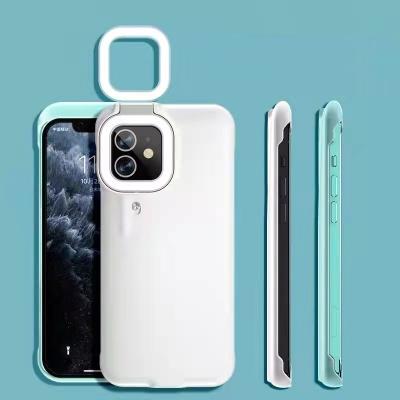 China Anti-drop ABS+PC Ring Flash On Live Show Vlog Selfie LED Light-filling Smart Phone Case For iPhone 12 12 Pro for sale