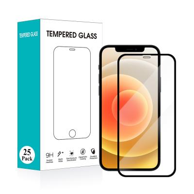 China High Transparent 50 25 2 Pcs Pack 2.5d 3d Tempered Mobile Phone Glass For iPhone 12 Screen Protector for sale