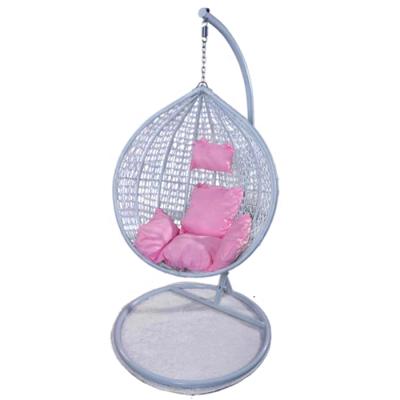 China Bali Outdoor White Oval Indoor Cheap Wicker Furniture Swing Rattan Egg Hanging Chair With Stand for sale