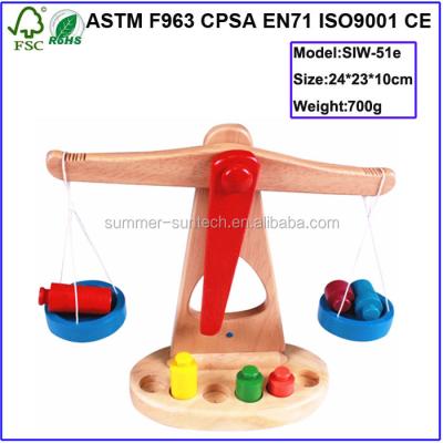 China Basswood and Pinewood and Kids Weight Eco-Friendly Painting Concept Learning Balance Scale Wooden Baby Educational Toys for sale