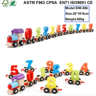 China Wooden Train Toy Child Track Wooden Educational Toy Number Train for sale