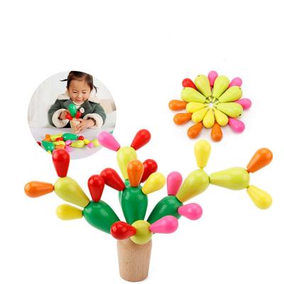 China DIY Wooden Wooden Children Stacking Blocks Toys Clever Detachable Universal Cactus Wooden Puzzle Toys for sale