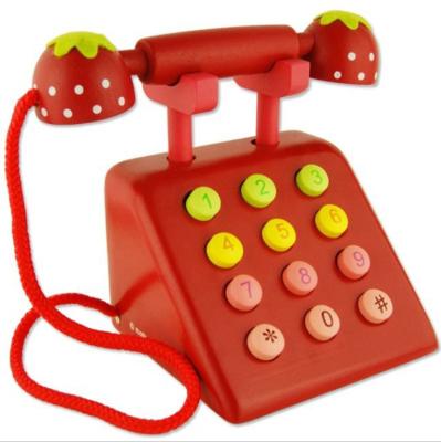 China Lovely Wooden Baby Educational Musical Phone Toys With Light for sale