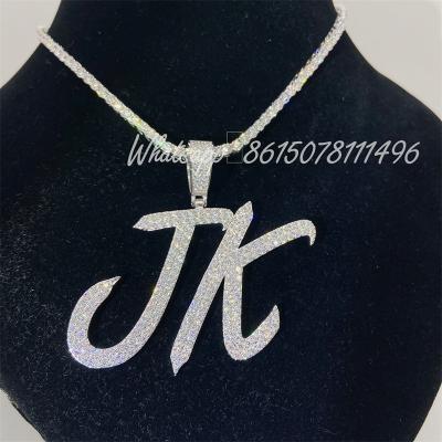 China Custom Hiphop ZF necklace GRA VVS moissanite Diamond Iced Out Letter Personalized name pendant for sale