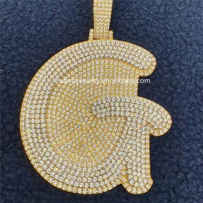 China Hiphop Iced Out Custom Synthetic Gemstone Moissanite Diamond Paved Letter Name Urban Pendant Jewelry for sale