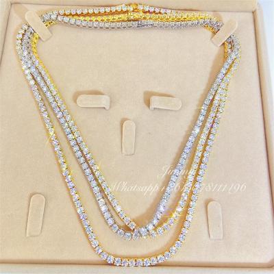 China 2021 Unfading Iced Out Real Moissanite Diamond Jewelry 10k Gold Tennis Chain for sale