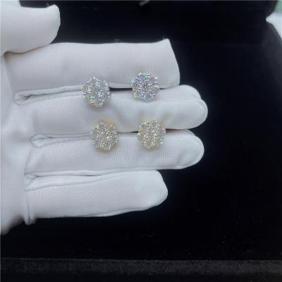 China Quarry fine jewelry Zuanfa 10K yellow gold DF white gold vvs solid moissanite stud earrings for sale