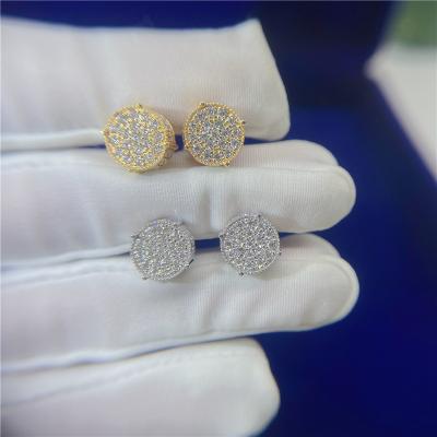 China Office/jewelry Zuanfa 10K gold bling gold yellow gold white gold vvs moissanite hip hop luxury bling earrings for sale