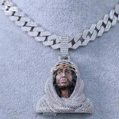 China Luxury Diamond 925 Sterling Silver VVS Moissanite Diamond Religious Jesus Pendant from Hiphop for sale