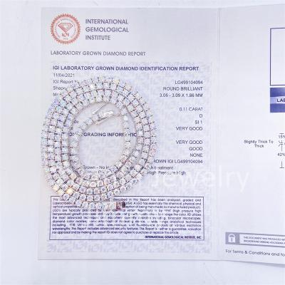 China IGI Unfading Verified Lab Grown Tennis Necklace Chain 10k White Gold 3mm Wide Diamond Nice Bling Jewelry Diamond for sale