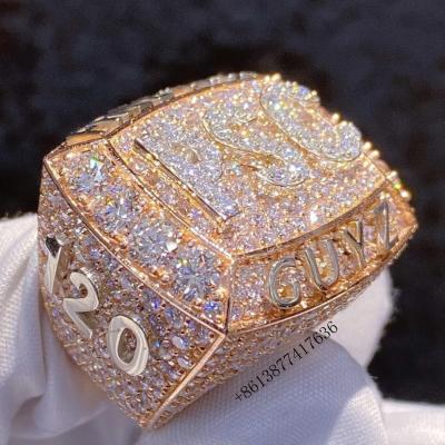 China Zuanfa Hip Hop CLASSIC Luxury Hand Set Full Moissanite Diamond Iced Out Champion Men's Rings for sale