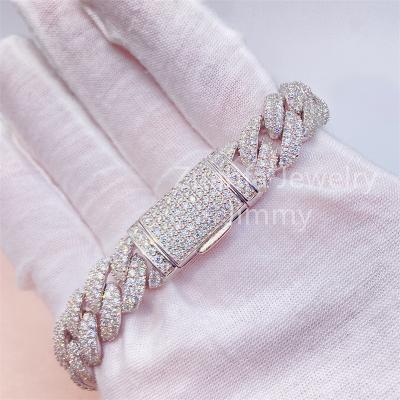 China Cuban Link Bracelet 925 Sterling Silver Luxury Gift Box Moissanite Jewelry 13mm Moissanite Cuban Link Unfading Bracelet VVS Moissanite Trendy for sale