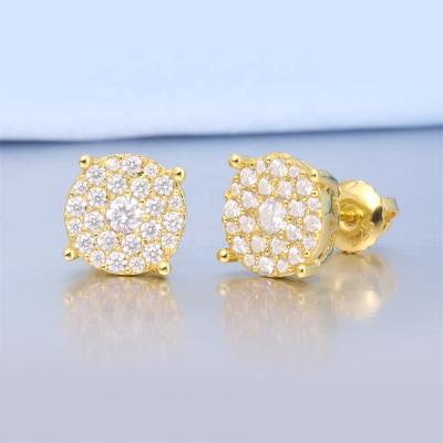 China Outlet HipHop Style Screw Setting S925 Iced Back Silver Unfading VVS Moissanite Diamond Earrings For Men for sale