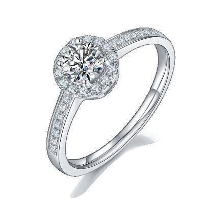 China Romantic Ready to Ship Women's Jewelry VVS D 1Ct Moissanite 925 Sterling Silver Engagement Ring Wedding Rings for sale