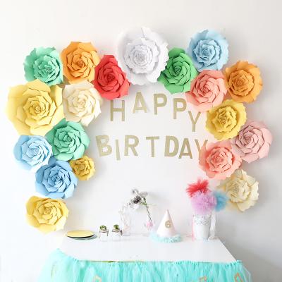 China - Party Paper Flower Wedding Backdrop DIY Handemade Flower Wall Backdrop Rose Paper Flower Decoration For Nursey Birthday H for sale