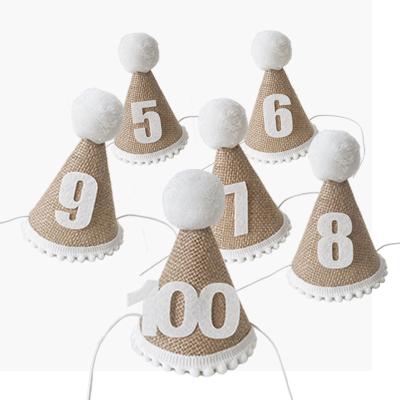 China - one-year-old ins birthday canvas hat baby birthday decoration party supplies photo props for sale