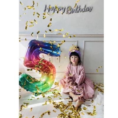 China - Rainbow Number Balloons Digital Foil Mylar Foil Helium Balloons for Yummy Gradient for sale