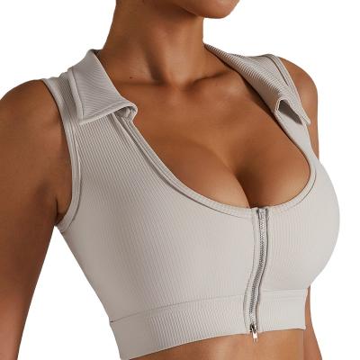 China New Design Breathable Front Zipper Fitness Women Yoga Bra Custom Made Workout Gym Sports Bra for sale