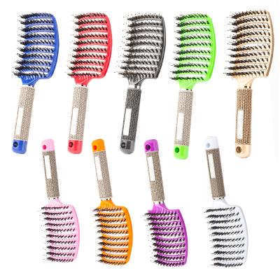 China Amazon Hot Selling Detangling Hair Brush Massage Wave Brush Waterproof Boar Bristle Hair Brush For Long Thick Curly Wet Hair for sale