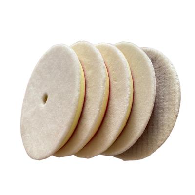 China High Efficiency Car Beauty 6-7 Inch Wool Disc Polishing Japanese Short Wax Wiping Disc Wool Pneumatic Polishing Self Adhesive Bevel Ball for sale