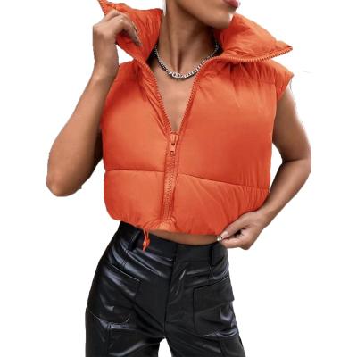 China Custom Made Winter Thicken Super Warm Short Smart Top Lady Cotton Zipper Vest Jacket for sale