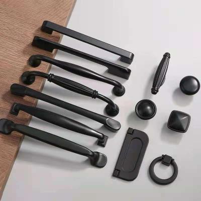 China Modern Simple Black Cabinet Door Handle Cabinet Drawer Furniture Handle for sale