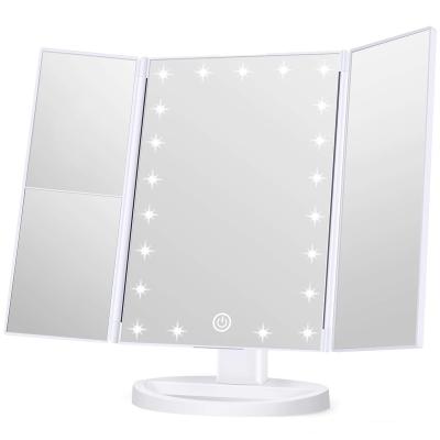 China Lighted Magnification, Touch Screen Switch, Dual Power Supply, Portable Triple Makeup Mirror Cosmetic Lighted Up Mirror for sale