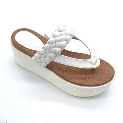 China Fashion Trend High Quality Casual Chunky Heel Flip Flop Sandals Comfortable All-match Leather Women's Shoes for sale