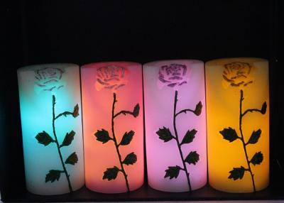 China Rose Carved Wedding Led Candles Battery Operated With Color Changing for sale