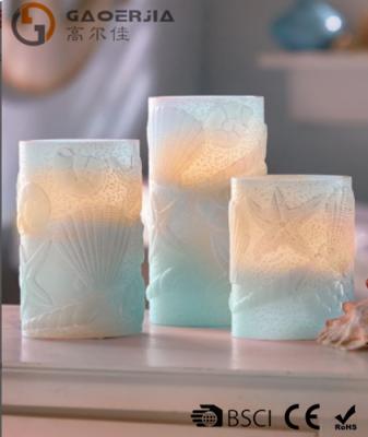 China 3 Set Scented Battery Operated LED Candles with Seashell Starfish for sale