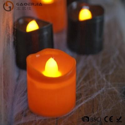 China Black Orange Plastic Halloween LED Tea Light Candles 6 Set RoHS for sale